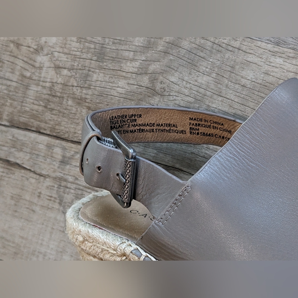 Caslon Sutton Gray Slingback Leather Espadrille Sandal Size 8.5 Like NEW in box - Picture 5 of 15